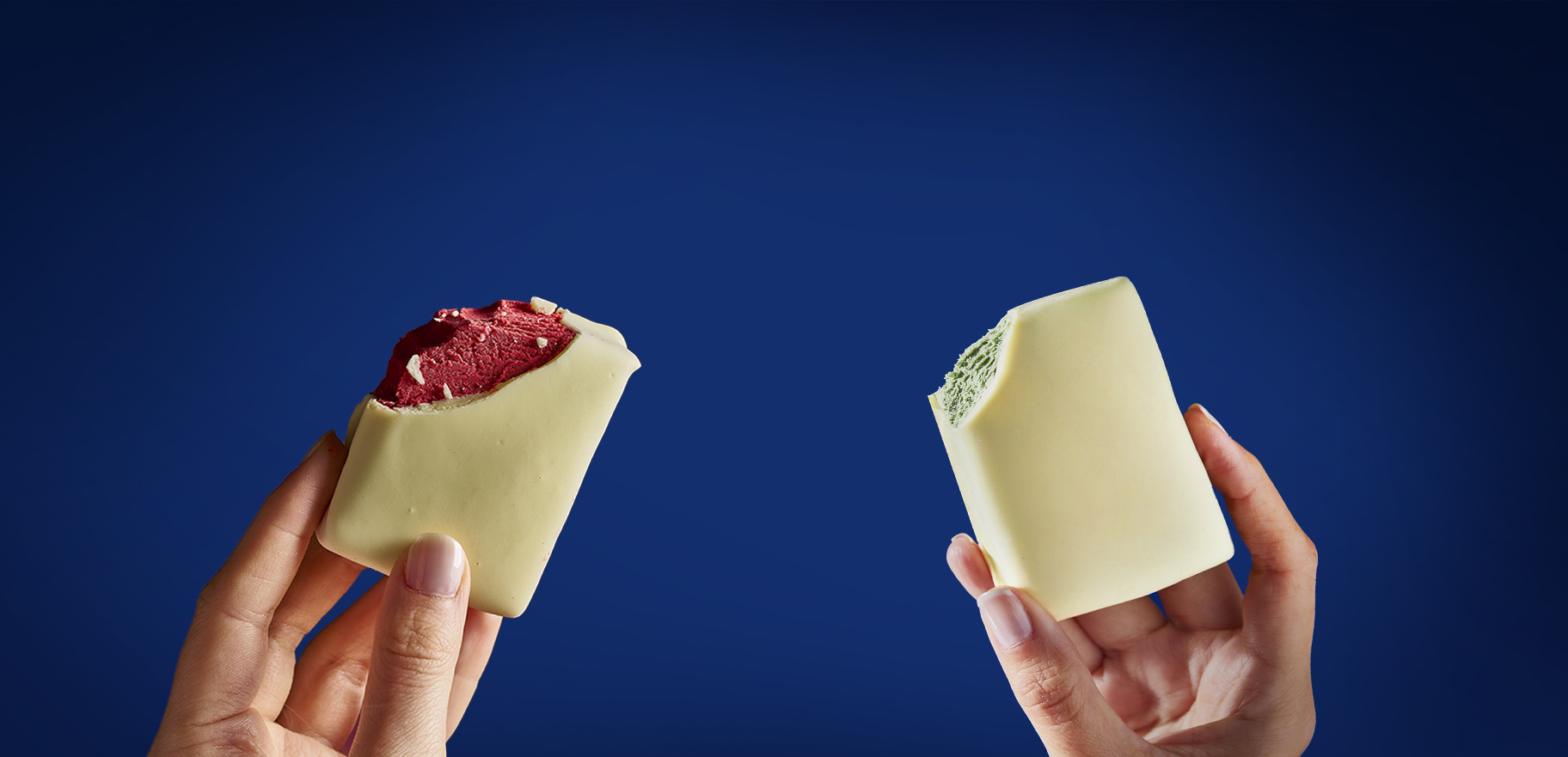 Tabletas heladas de collezione speciale: sabor frambuesa y sabor pistacchio